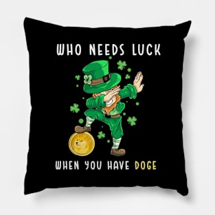 St. Patrick's Day Dabbing Leprechaun Dogecoin Design Pillow