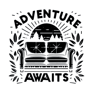 Adventure Awaits 2 Black Text T-Shirt