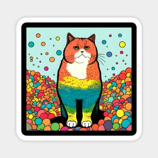 Cat Rainbow Colorful - Colorful Cat Kitten Lover Magnet