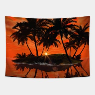 Sunset over the beach Tapestry