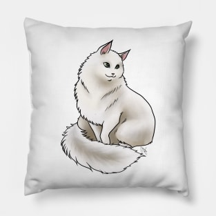 Cat - Siberian - White Pillow