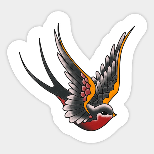 Traditional Swallow Tattoo Flash Sticker Teepublic