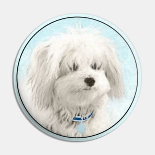 Coton de Tulear Painting - Cute Original Dog Art Pin