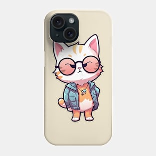 A cute kitty wearing street fashion Phone Case