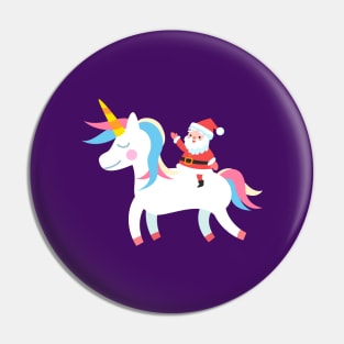 Christmas Santa Riding Unicorn Pin