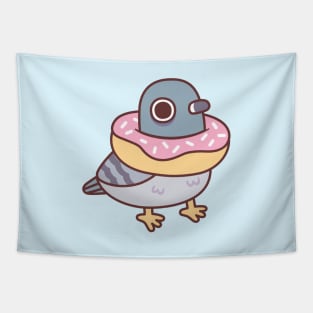 Cute Pigeon With Donut Necklace Funny Tapestry