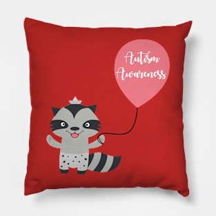 Autism Awareness Raccoon Pillow