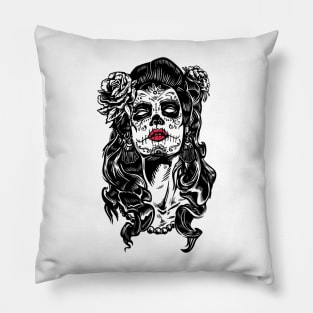 black and white women under the moon Pillow