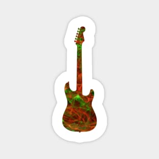 Red on Green Flame Guitar Silhouette Magnet