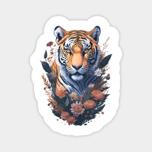 Tiger with Flowers Magnet