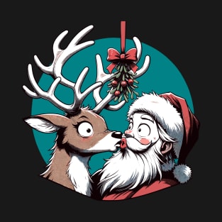 Santa's Unexpected Mistletoe Encounter T-Shirt