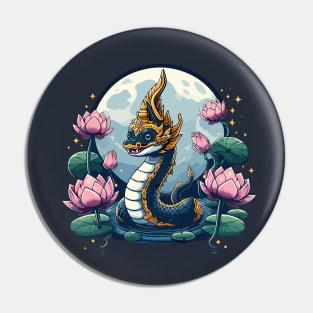 Cute Kawaii Naga Lotus Moon Legend Payanak Thai Laos Asian Pin