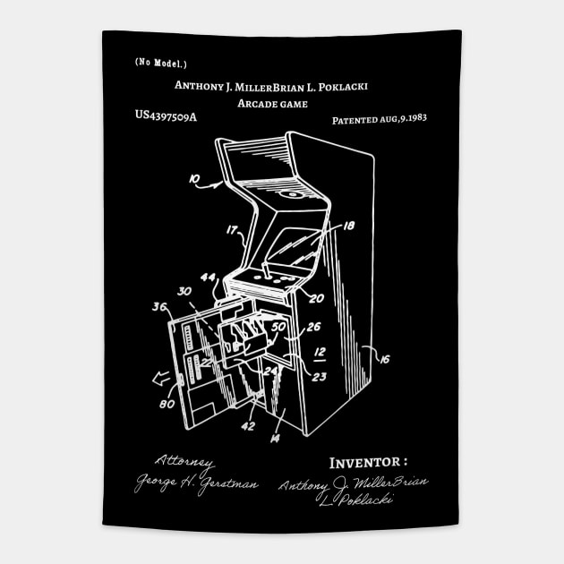 Arcade Patent / Arcade game Blueprint / Arcade Patent Illustration Tapestry by Anodyle