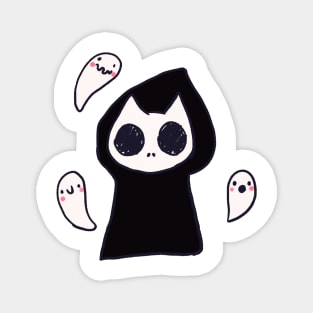 Cute Grim reaper cat and ghosts Magnet