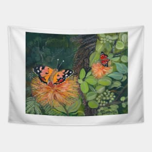 Kamehameha Butterlies with Orange Ohia Tapestry