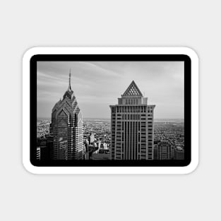 Black and White Philly Skyline Photo Magnet