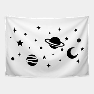 Flat design of planets and star dust Tapestry