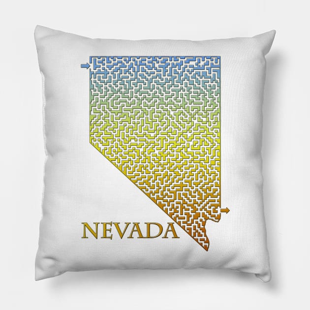 State of Nevada Colorful Maze Pillow by gorff