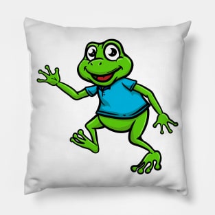 Cute Anthropomorphic Human-like Cartoon Character Frog in Clothes Pillow