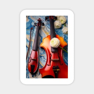 Pocket Violin With Baroque Violine And Flowers Magnet