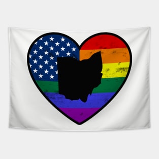 Ohio United States Gay Pride Flag Heart Tapestry