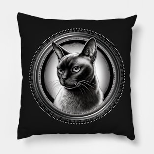 Cute Black and white Burmese cat Pillow