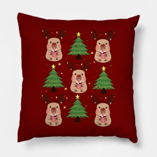 Cute Capybara Christmas Pillow