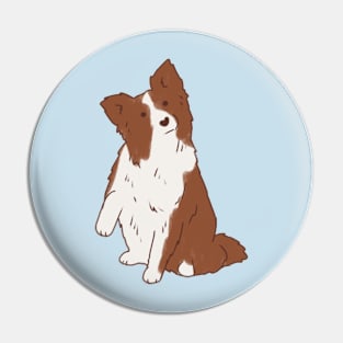 Cute Brown border collie illustration Pin