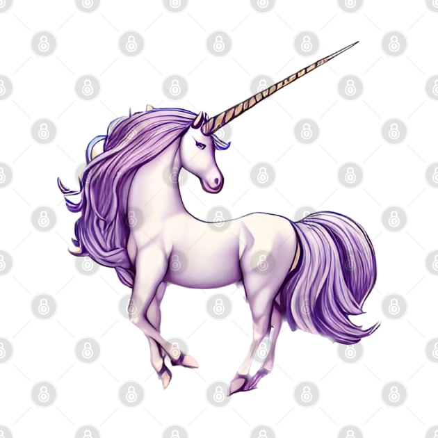 Fantasy White Purple Unicorn Design by Greenbubble