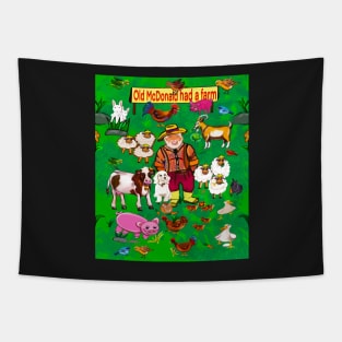 Old Macdonald had a farm and on that farm he had a goat,rooster, dog, cow, duck, sheep Tapestry