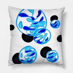 Blue Abstract Bubbles Pillow