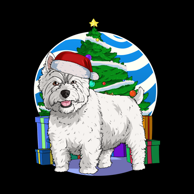 West Highland White Terrier Dog Cute Santa Christmas by Noseking