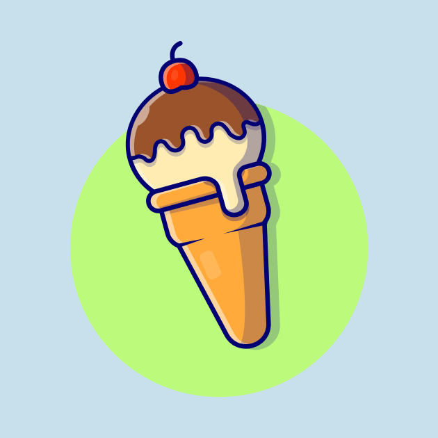 Ice Cream Cone Cartoon Vector Icon Illustration by Catalyst Labs