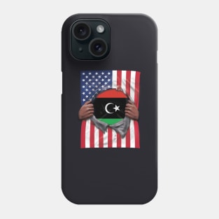 Libya Flag American Flag Ripped - Gift for Libyan From Libya Phone Case