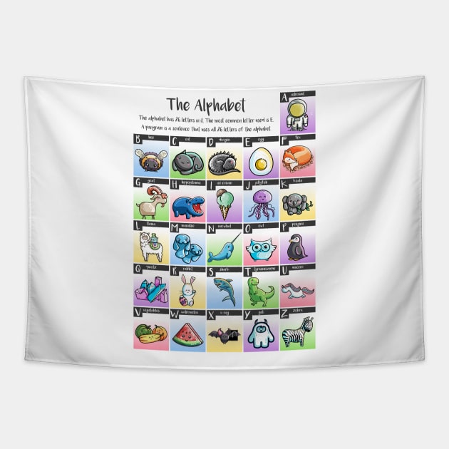 The Alphabet in Kawaii Cute Style Tapestry by freeves