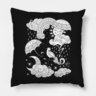 Noncolored Fairytale Weather Forecast Print Pillow