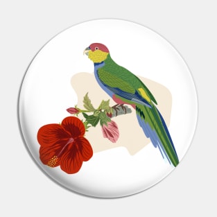 Parrot and Hibiscus Pin