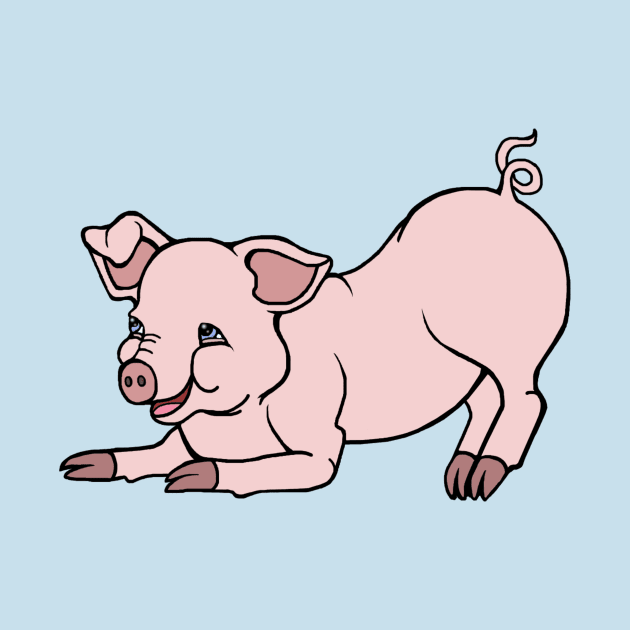 Cute Baby Pink Pig by Art by Deborah Camp