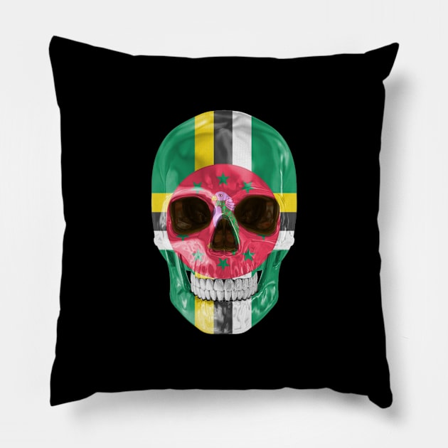 Dominica Flag Skull - Gift for Dominican With Roots From Dominica Pillow by Country Flags