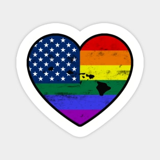 Hawaii United States Gay Pride Flag Heart Magnet