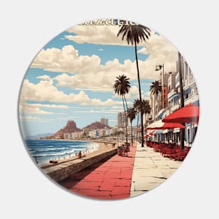 Malecon de Mazatlan Mexico Vintage Poster Tourism Pin