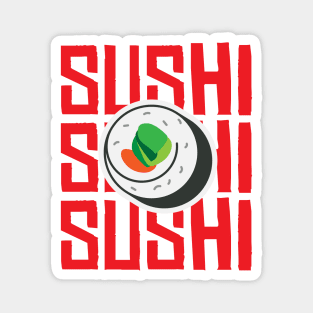 Tuna sushi illustration with text Magnet