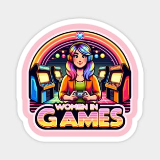 Retro Gaming Women in Games - Arcade Dreamer Gamer Girl Magnet