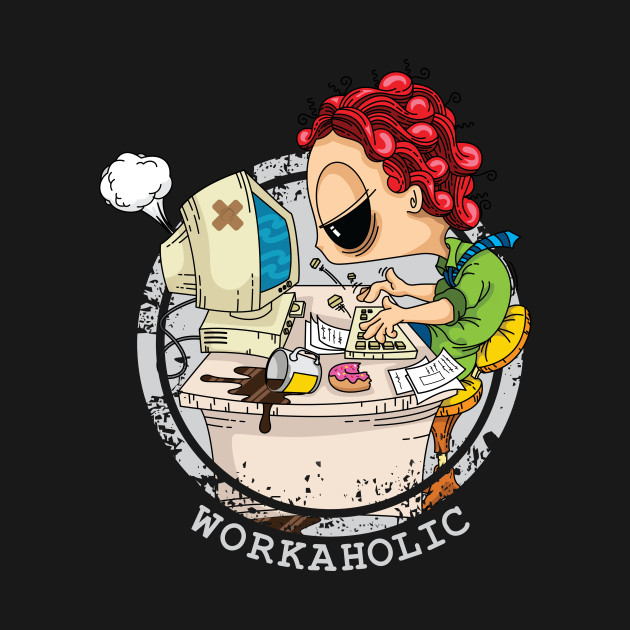 Disover workaholic - Cartoon Character Design - T-Shirt