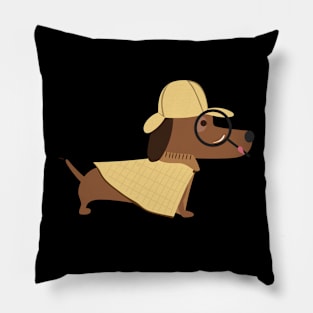 Dachshund Detective Pillow