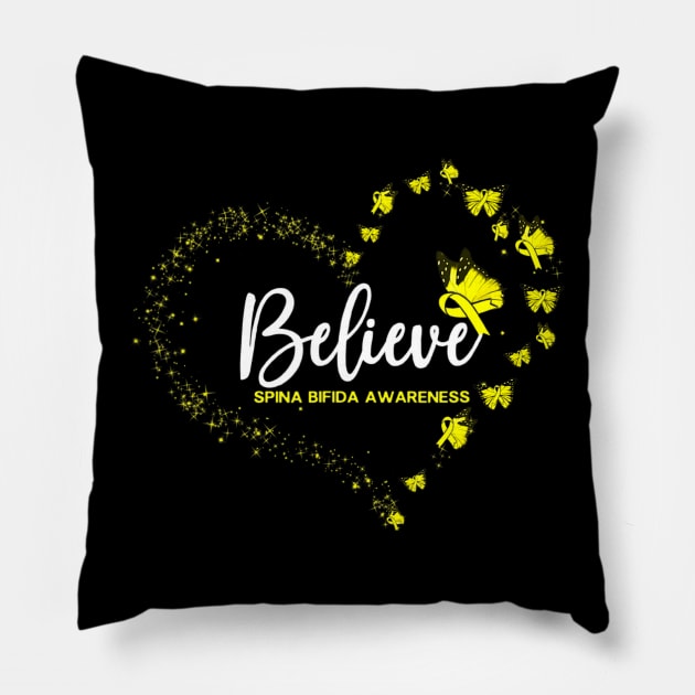 Spina bifida awareness butterfly believe Pillow by Tianna Bahringer