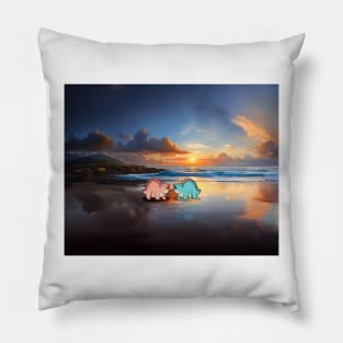 Couple Stegosaurus,  beach, Dino lovers, Dinosaur Pillow