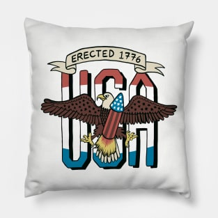 USA's bald eagle blasting fireworks on Fourth of July Pillow