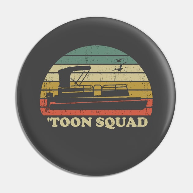Pontoon Boat Toon Squad Vintage Retro Pin by Bigfinz