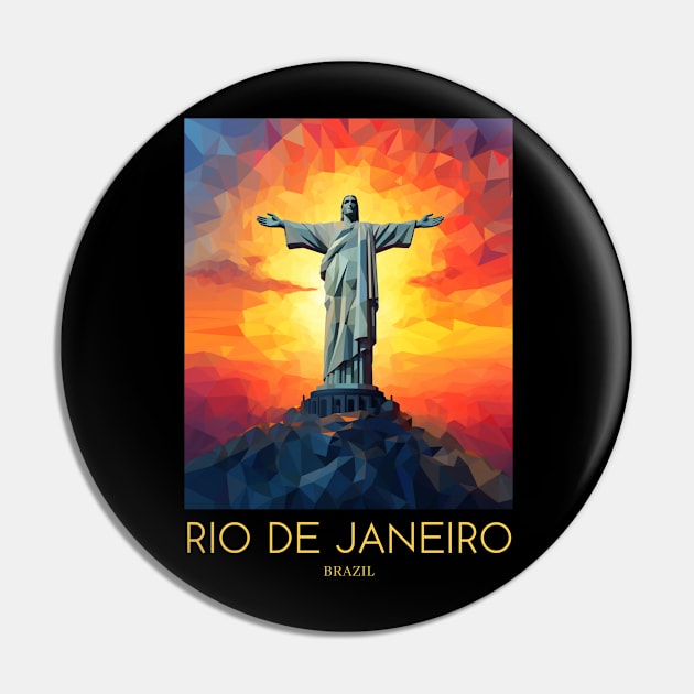 A Pop Art Travel Print of Rio de Janeiro - Brazil Pin by Studio Red Koala